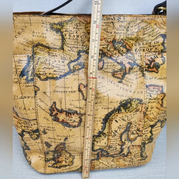 Patricia Nash European Map Leather Shoulder Bag Wristlet Set Handbag - Picture 12 of 16